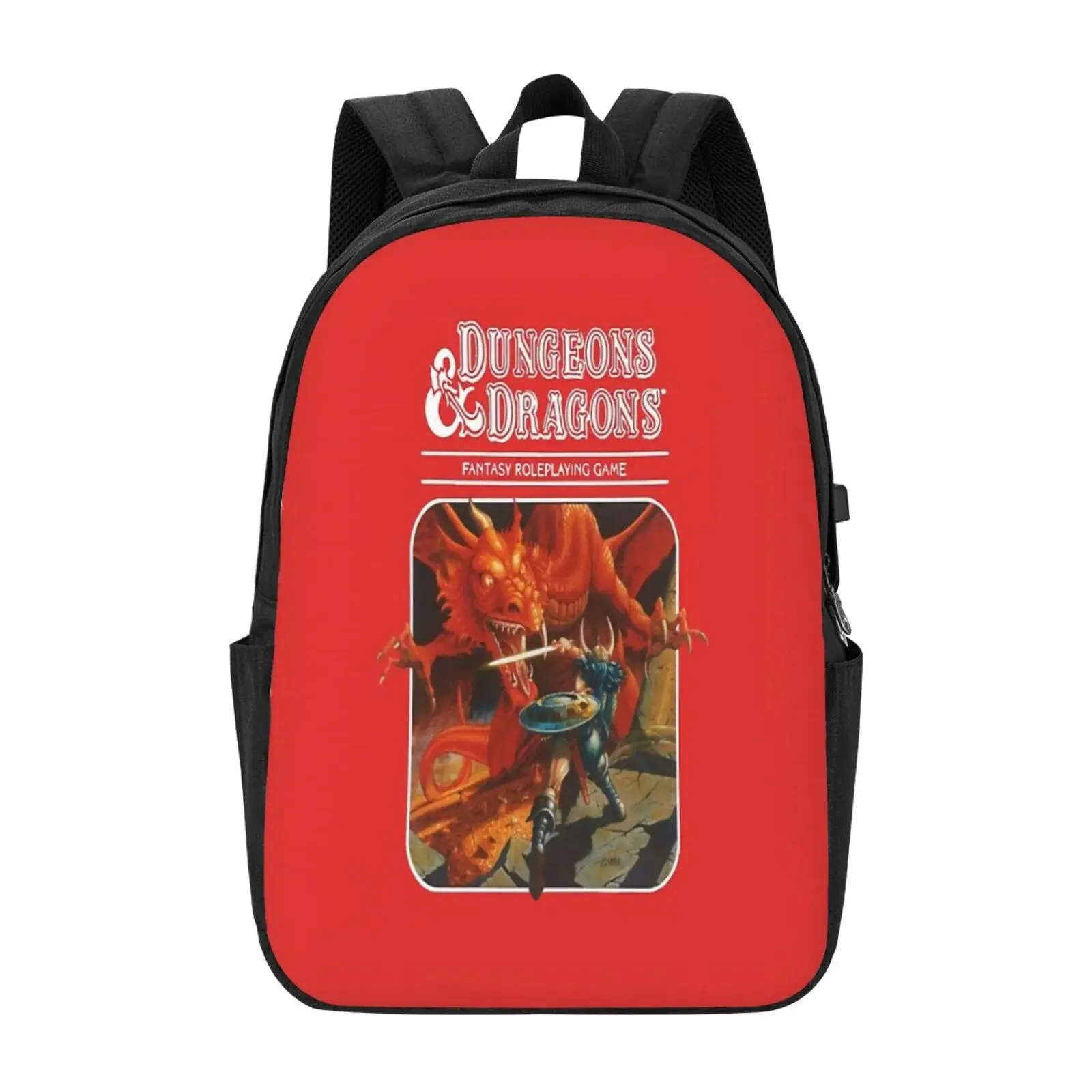 Dungeons & Dragons Merchandise Backpack, 17-Inch Travel Bag with External USB Ports, Headphone Line Interface, Compatible with Laptops, iPads, Water Bottles, Umbrellas