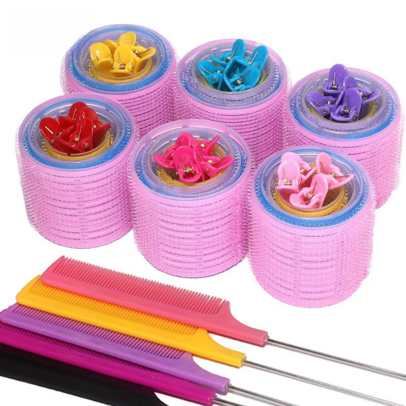 Self-adhesive Hair Curlers Set, No Heat Magic Velcro Curling Tools, Air Bangs Styling for Travel, Portable Lightweight Heatless Hair Accessories, Hair Rollers