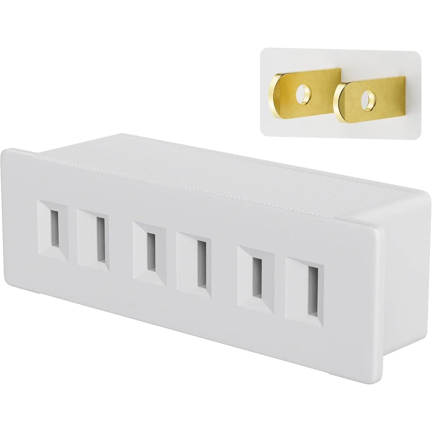 2 Prong Power Strip 3-Outlet Extender, 2-Prong to 2-Prong Triple Outlet Converter, Multi Plug Outlet Adapter, Wall Tap, Travel Essentials, Polarized, ETL Listed, for , Office, School