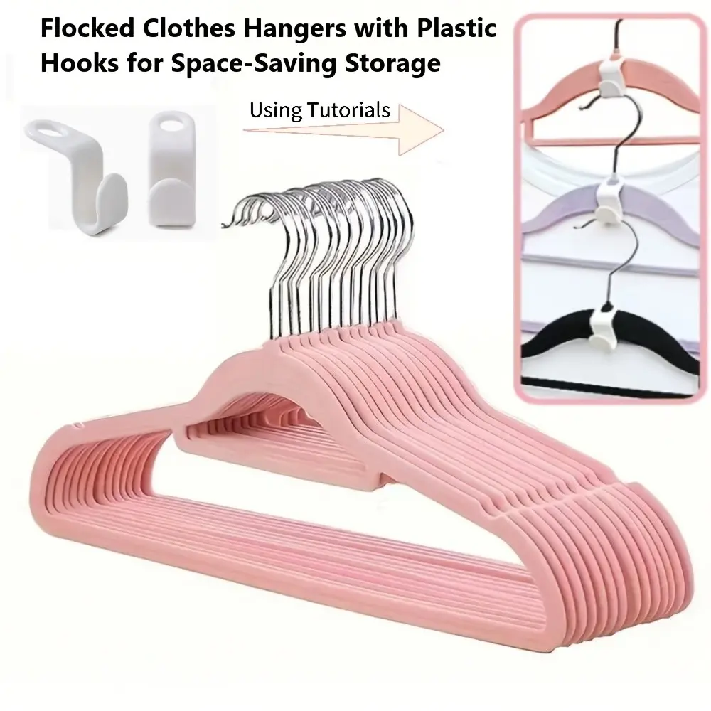 20/40pcs Velvet Hangers Set, Durable Hangers with Plastic Hooks, Non-Slip Velvet Hangers, Robust Clothing Hangers