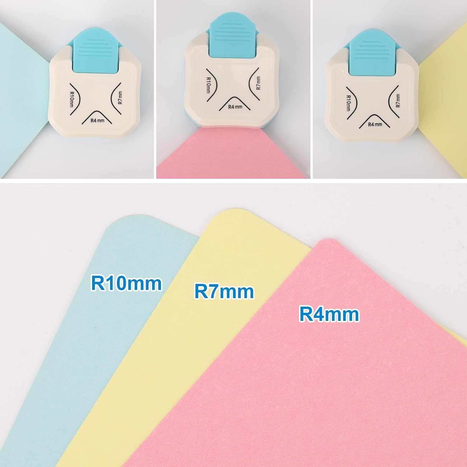 2 count Paper Corner Rounder Corner Punch 3 in 1 Corner  for Card Making, Laminate, Cardstock, Scrapbooking and Paper Crafts, Business Cards(4mm, 7mm, 10mm)