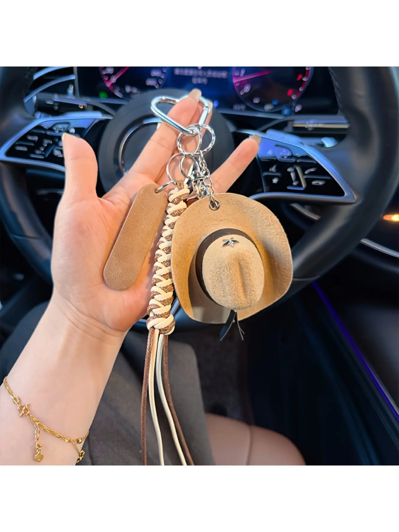 Fashion Hand-woven Rope Denim Hat Keychain Series, Creative Mini Five-pointed Star Hat Bag Charm, Cute Car Key Chain