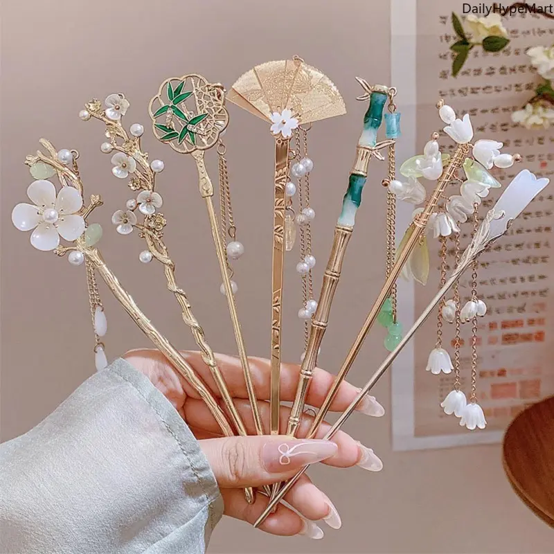 8Pcs New Traditional Chinese Hairpins, Elegant Hanfu Hair Accessories