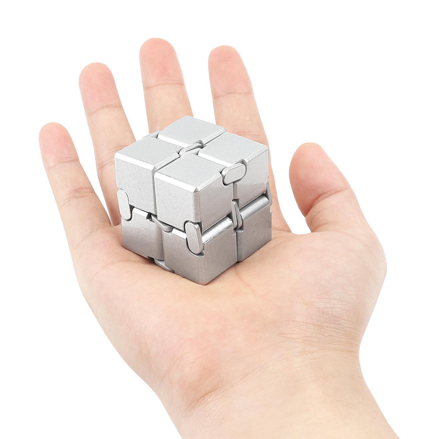 Infinite Cube Stress Relief Toy, Finger Fidget Tool, Pocket Size, Metal, Anxiety & Adhd Friendly, Durable Sensory Toy for Adults, Teens, Kids