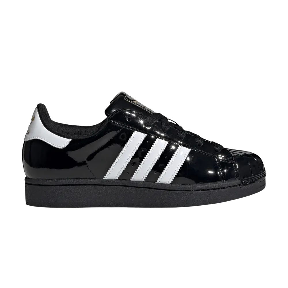 adidas Womens Superstar 2 'Core Black Cloud White' (women's sizes) Core Black/Cloud White/Gold Metallic sneakers JS4009