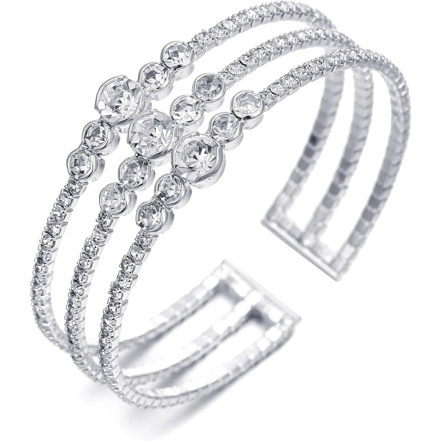 Sparkly / Rhinestone Bracelet for Women Chunky Bangle Bracelets Wedding