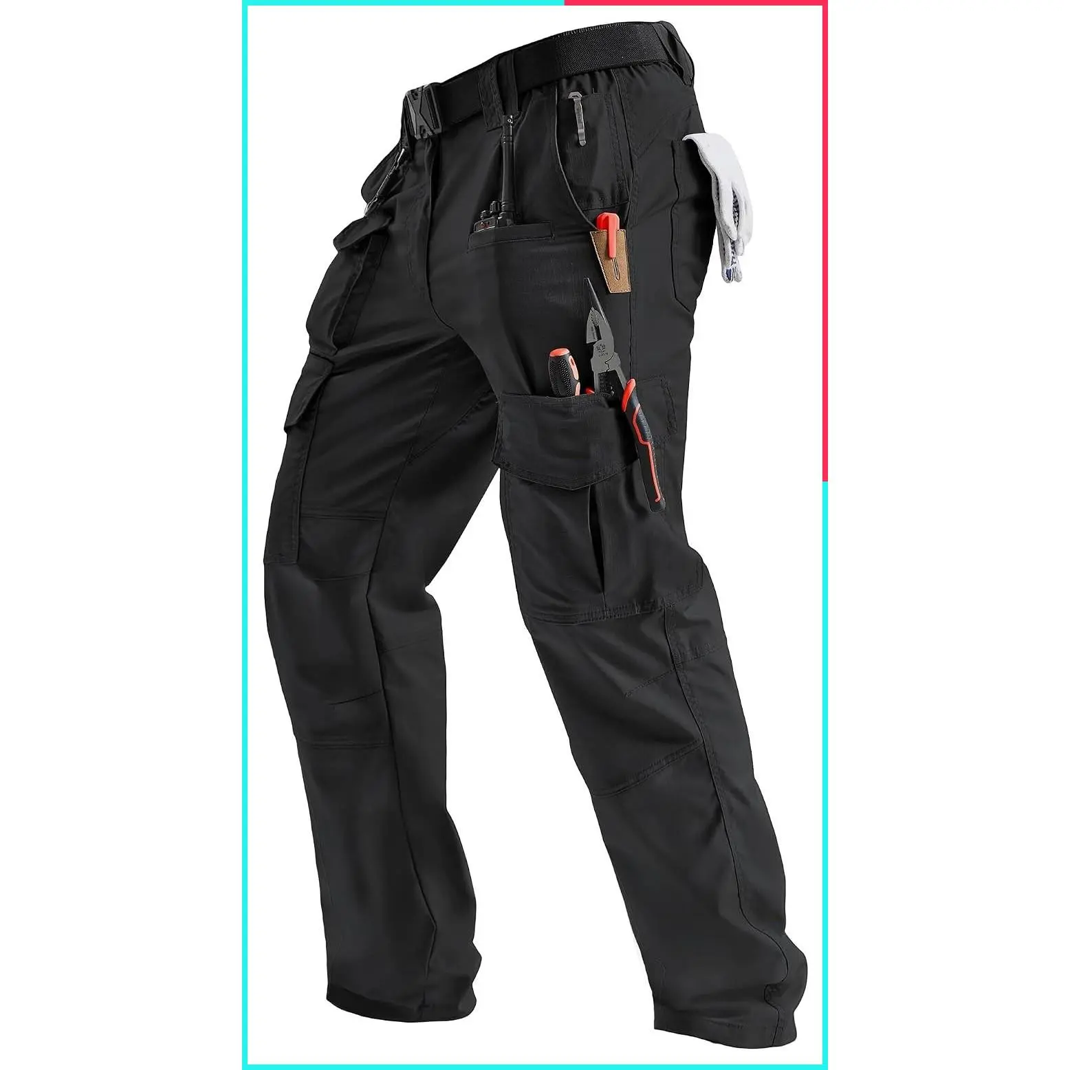Men's Tactical Ripstop Cargo Work Pants with 10 Pockets – Flexible Comfort, Utility Storage & Ergonomic Fit for Construction, Hiking, Camping, Outdoor