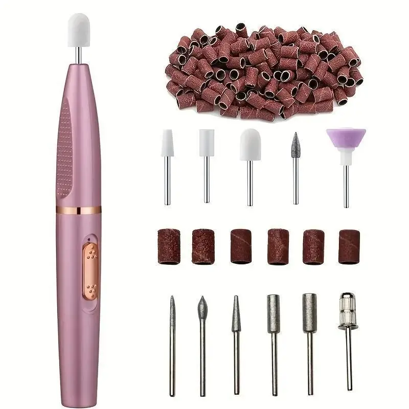 Professional Portable Electric Nail Drill, Cordless Pedicure Machine, 1 Set with Grinding Heads, Manicure & Pedicure Tools, Home & Salon Use, Nail Art Polishing