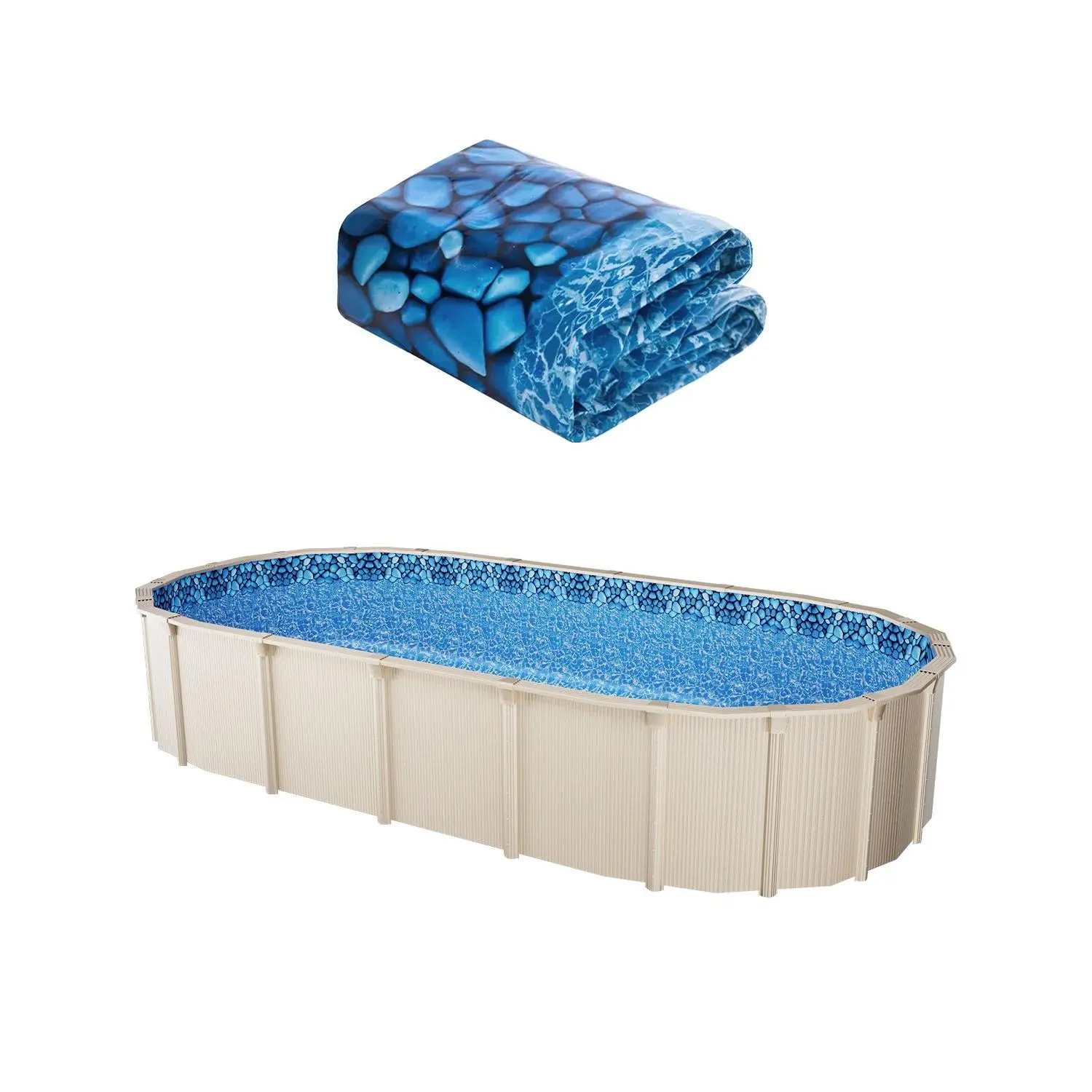 VEVOR 15x 30 ft Oval Pool Liner, Overlap Style Above Ground Pool Liners, 48-to-54inch Wall Height, Durable Pool Liner, Standard Gauge Vinyl, for Steel Sided Above-Ground Swimming Pools