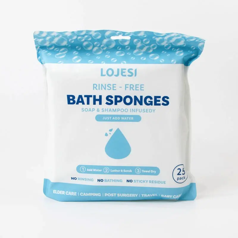 Disposable No-Rinse Bath Wipes 25 Pieces, All-Purpose Hygiene Shower Wipes with Soap and Shampoo, Quick Clean Ideal Choice, Perfect for Travel and Camping, Single Use, Travel Friendly