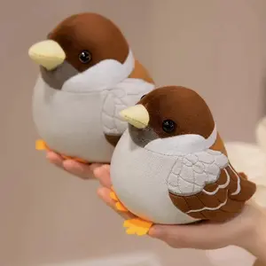 Hot Lifelike Fat Round Sparrow Plush Toy Stuffed Animal Doll Soft Bird Pillow Cute Simulation Gift For Girls And Boys Birthday