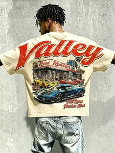 Valley Slogan Road Store Sports Car Men's T-Shirt Short Sleeve Loose Bat Sleeve Men's and Women's Same Style Breathable Quick-Drying Mesh Fabric Outdoor Vacation Men's T-Shirt Summer Daily Sports Leisure Fashion Y2K Retro Car Short Sleeve Men