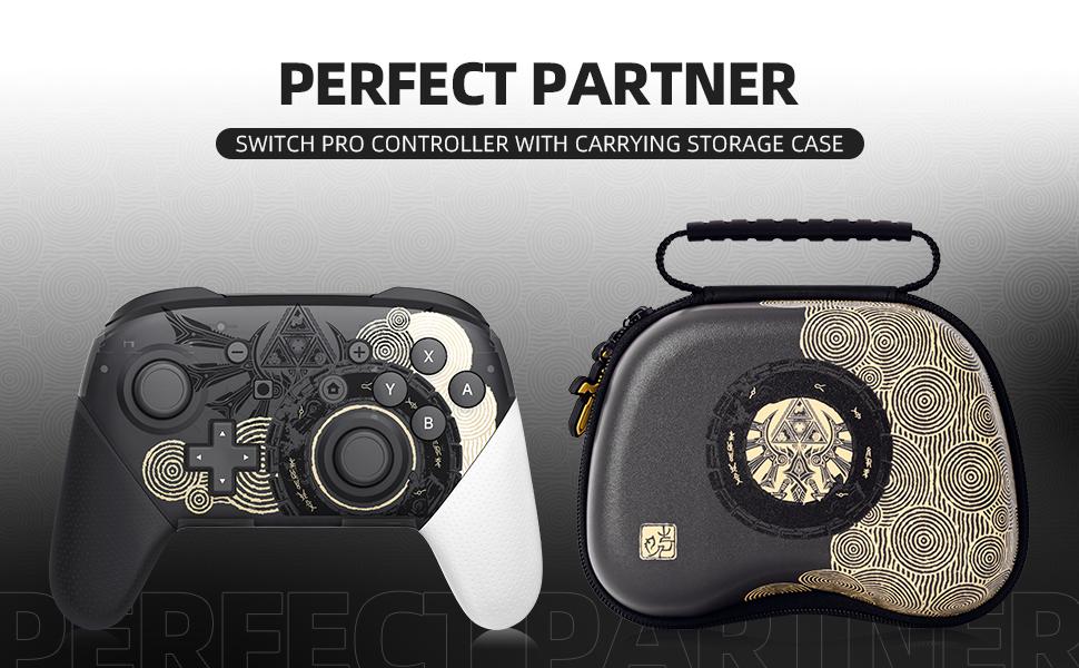 Switch Pro Controllers with Carrying Storage Case, Upgraded Gamepad Switch Remote Wireless Replacement for Switch Controller Support NFC/Dual Vibration/Screenshot/Wake-up Function, Perfect for Youngsters & Adults, ldeal Birthday Gift