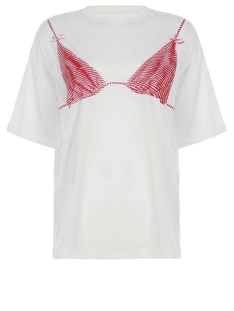 Women's Round Neck Graphic Tee, Casual Drop Shoulder Half Sleeve T-shirt for Daily Wear, Ladies Clothes for All Seasons