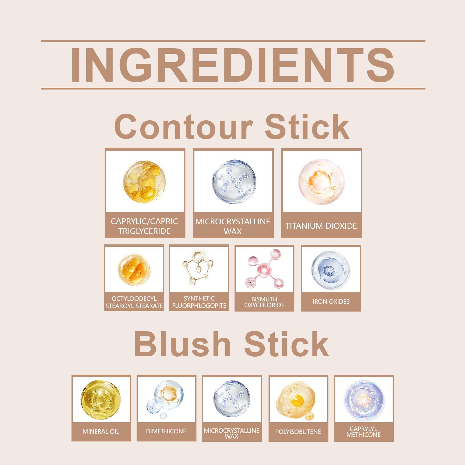 Multi-Purpose Contouring Stick, Double Head Stereoscopic Contouring Blush Stick Soft Mist For Portable Touch Up