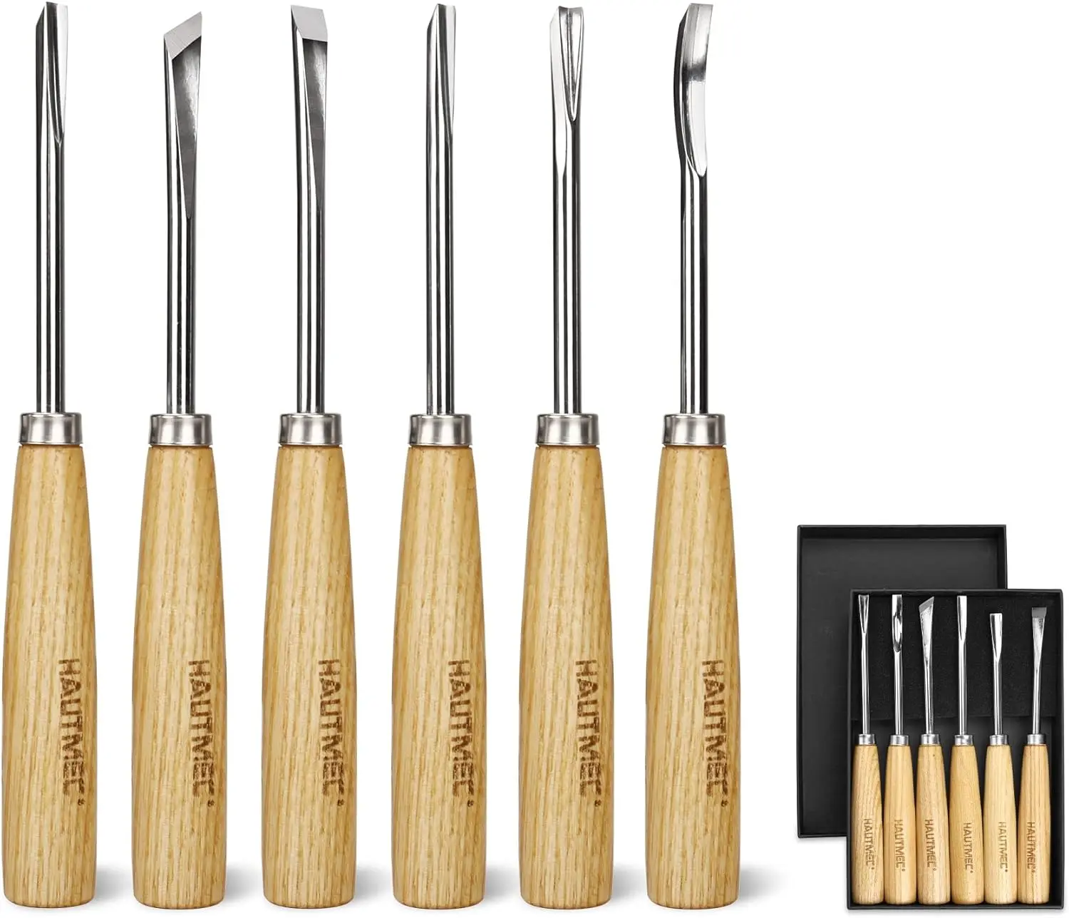 Wood Carving,  Wood Chisel Sets, CRV Blades with Rust-Resistant Electrolytic Coating, Fishtail V-Gouge for Fine Woodworkinetailing – HT0236