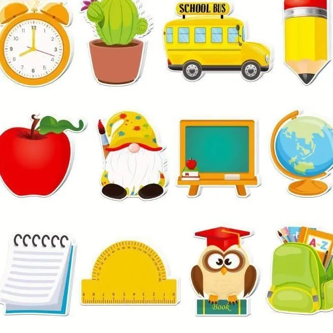 12-Piece Back to School Post-it Notes, Cute Cartoon Decorative Paper Stationery for Students, School & Office Use, 12 Back To School Post-It Notes