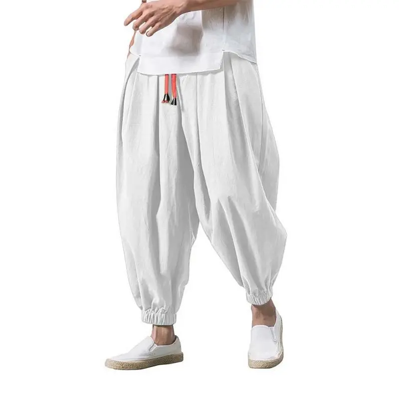 fashion  pants men  fitness 2024 New Fashion Drawstring Harem Pants MenS Baggy Jogging Pants Japanese Men Crotch Wide Leg Pants Male Casual Loose Trousers Fabric Menswear Soft