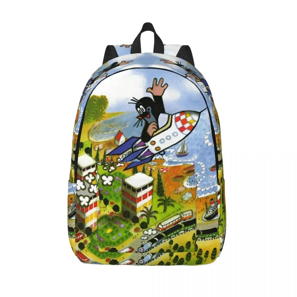 The Little Mole Krtek Backpack Men Women Fashion Student Hiking Travel Daypack Cartoon Floral Laptop Computer Shoulder Bag Gift