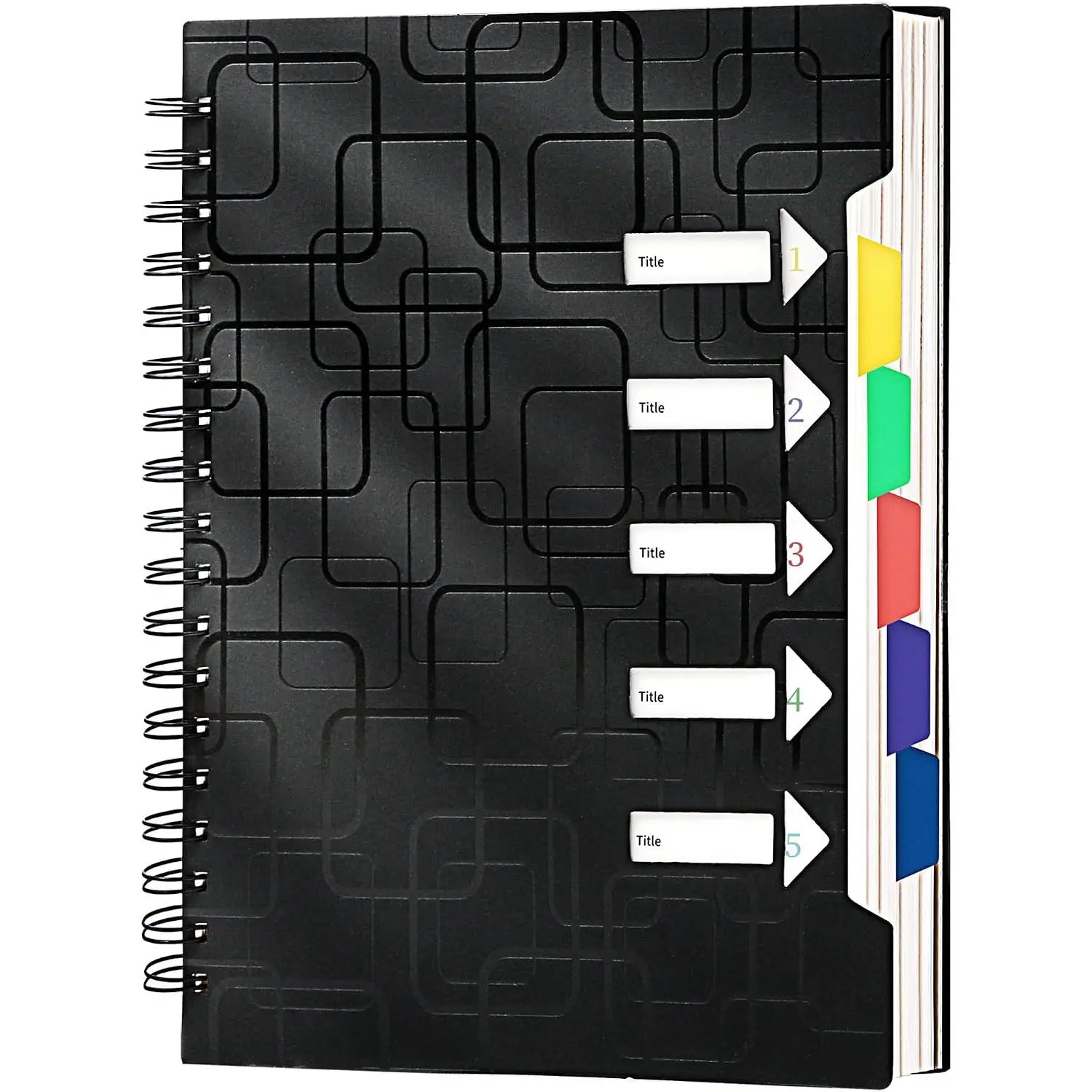 5 Subject Notebook for Work, Spiral, with Dividers, 5x7, Black