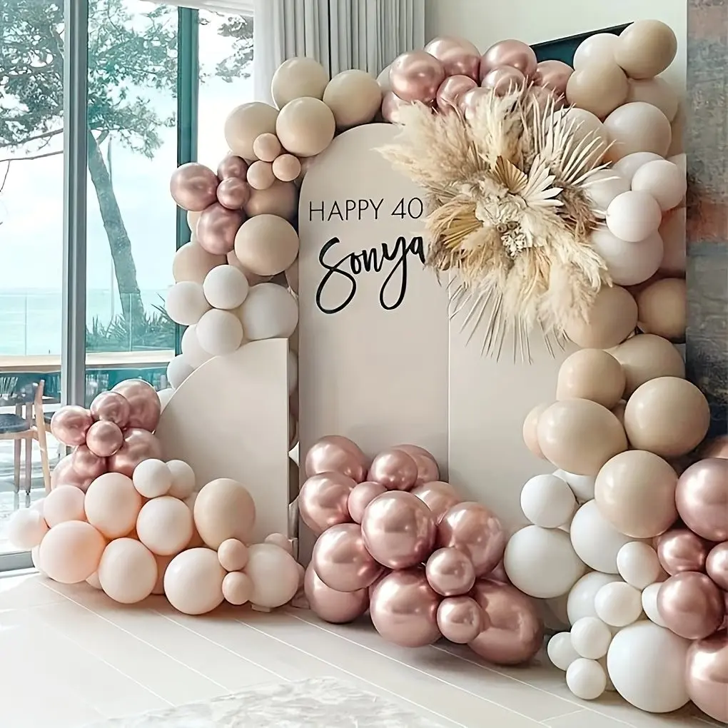 140 Nude Blush Balloon Wreath Set, Birthday Party Decor, Baby Shower, Wedding, Anniversary, Retirement Celebration, Boy Girl