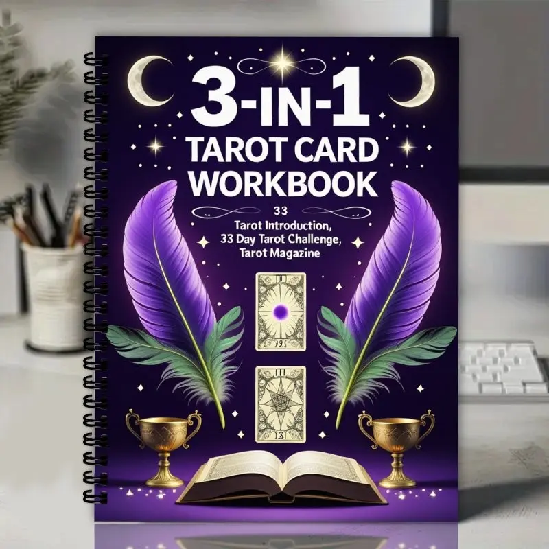 1pc Spiral Bound Tarot Study Workbook, Tarot Learning Journal with Daily Practice Pages, Paperback Tarot Note Book for Meditation & Personal Reflection, Knowledge Recording Notebook Marked Mysterio