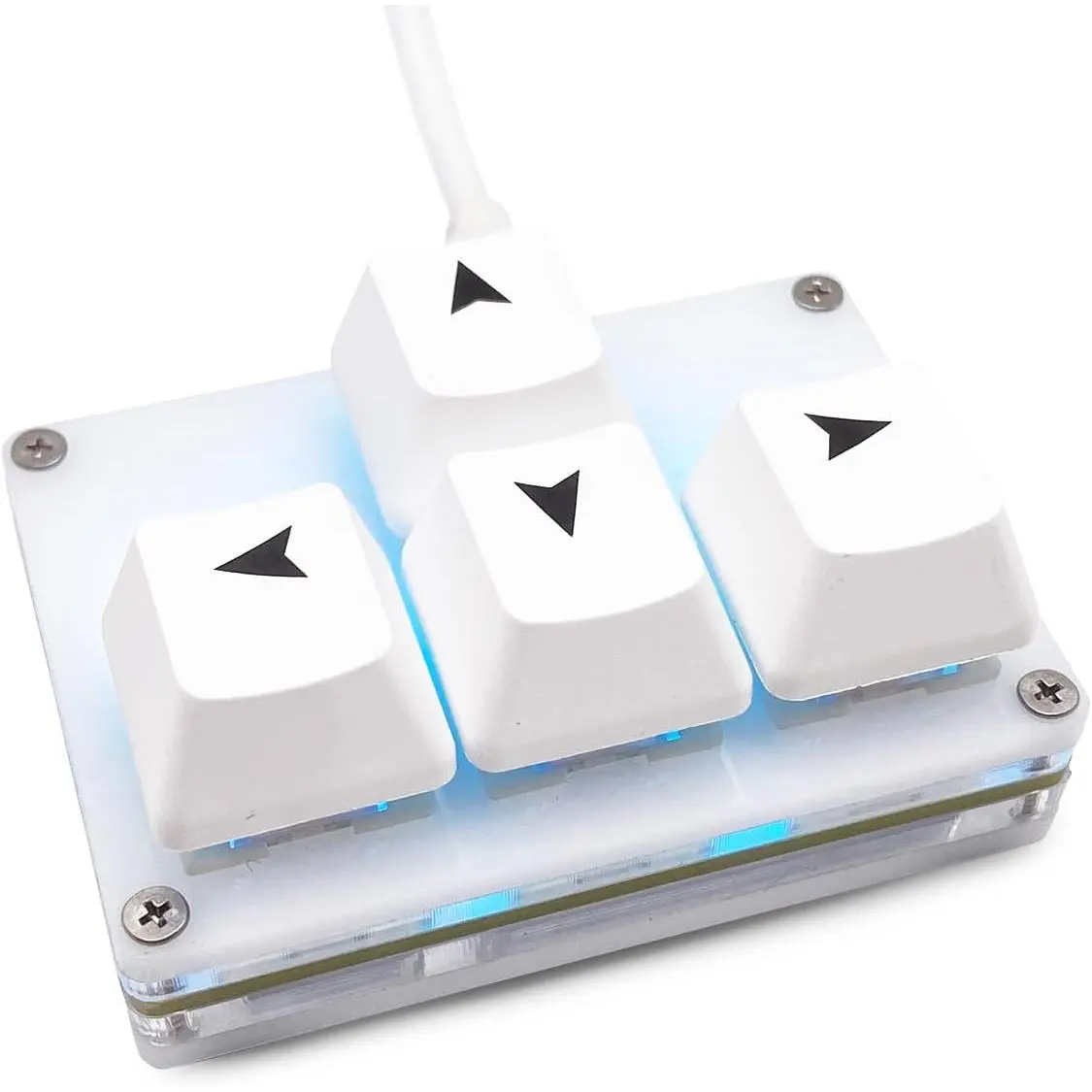 Mini 4-Key Keypad WASD  Key Keycaps Keyboard -Handed Mechanical Gaming Keypad Programmable USB-C Customized Keyboard for Working or Gaming (Black,  Keycaps 1)