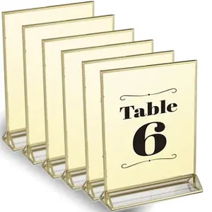 Clear  2 Sided Frames with  Borders and Vertical Stand (Pack of 6) | Ideal for Wedding Table Number Holder, Double Sided Sign, Clear Photos, Menu Holders
