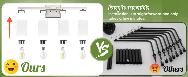 3/4/5 Lights Bathroom Light Fixtures, Modern Nickel Bathroom Vanity Light, Bathroom Lighting Fixtures Over Mirror, Matte Nickel Bathrom Wall Lamp, Wall Lights for Living Room Bedroom Hallway