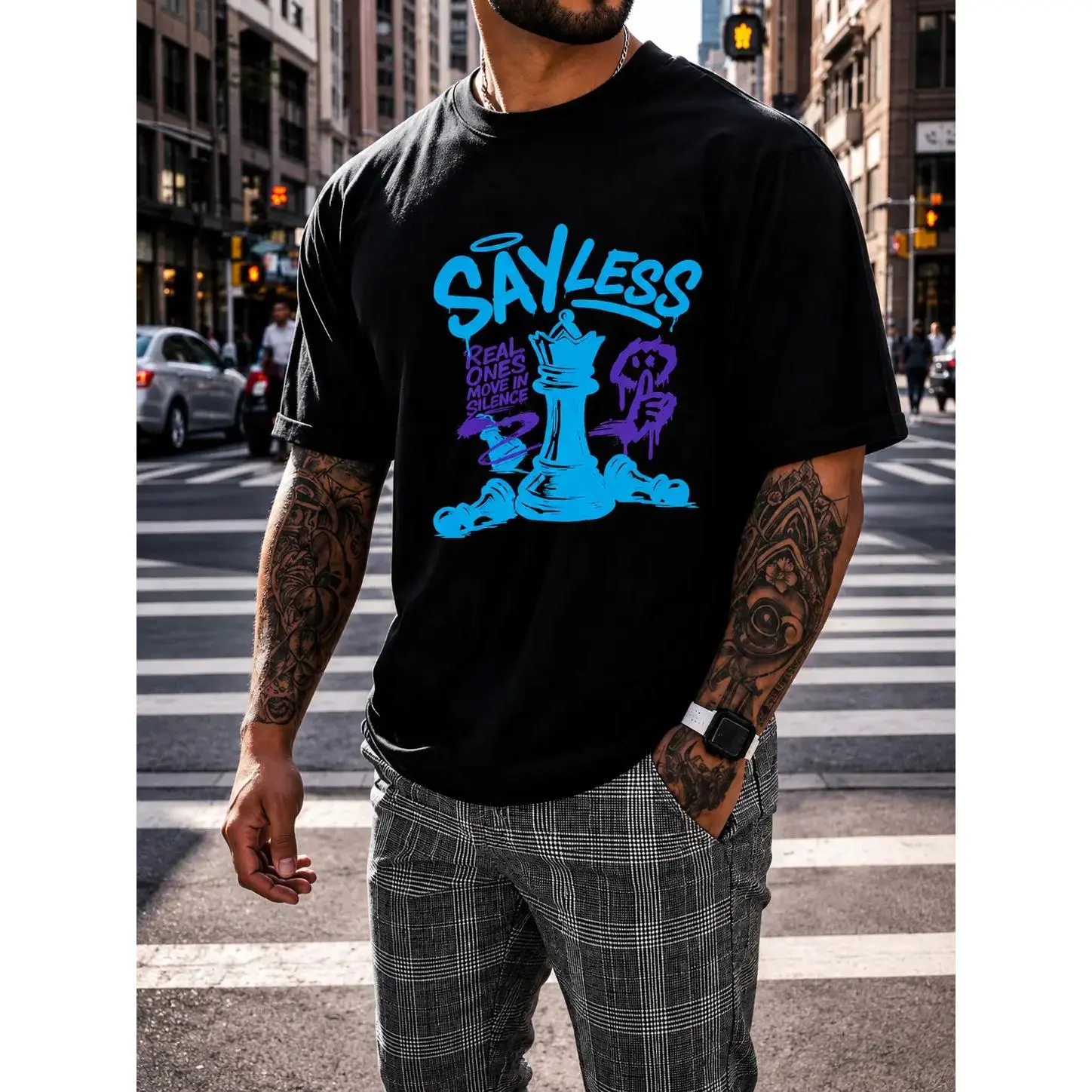 Say Less Drip Streetwear Tee Aqua Matching Outfit-Shirt         Men's-Shirt Graphic Tees    Outfits   Tops Men's-Shirt