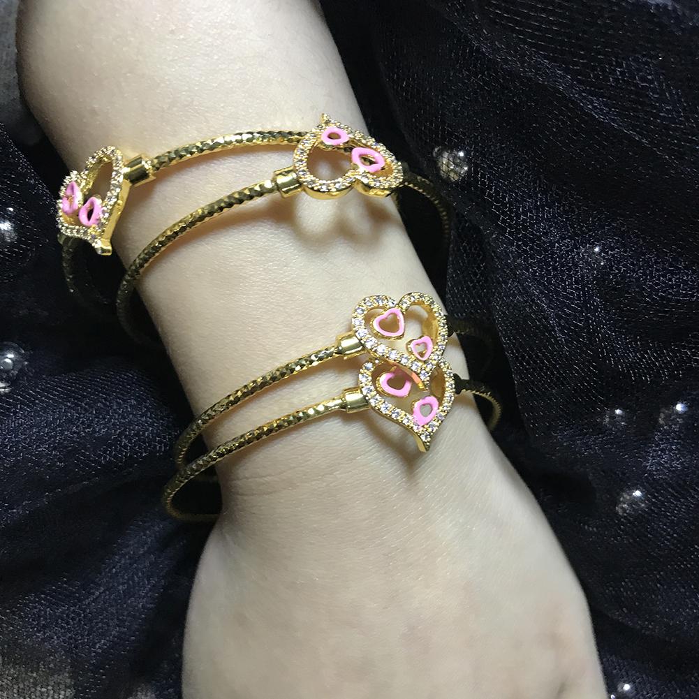 4pcs Baby Bangles Heart  Dubai Gold Color Bangles Kids Bracelet Luxury Bracelet Dubai Bangles Child Jewelry Birthday Present
