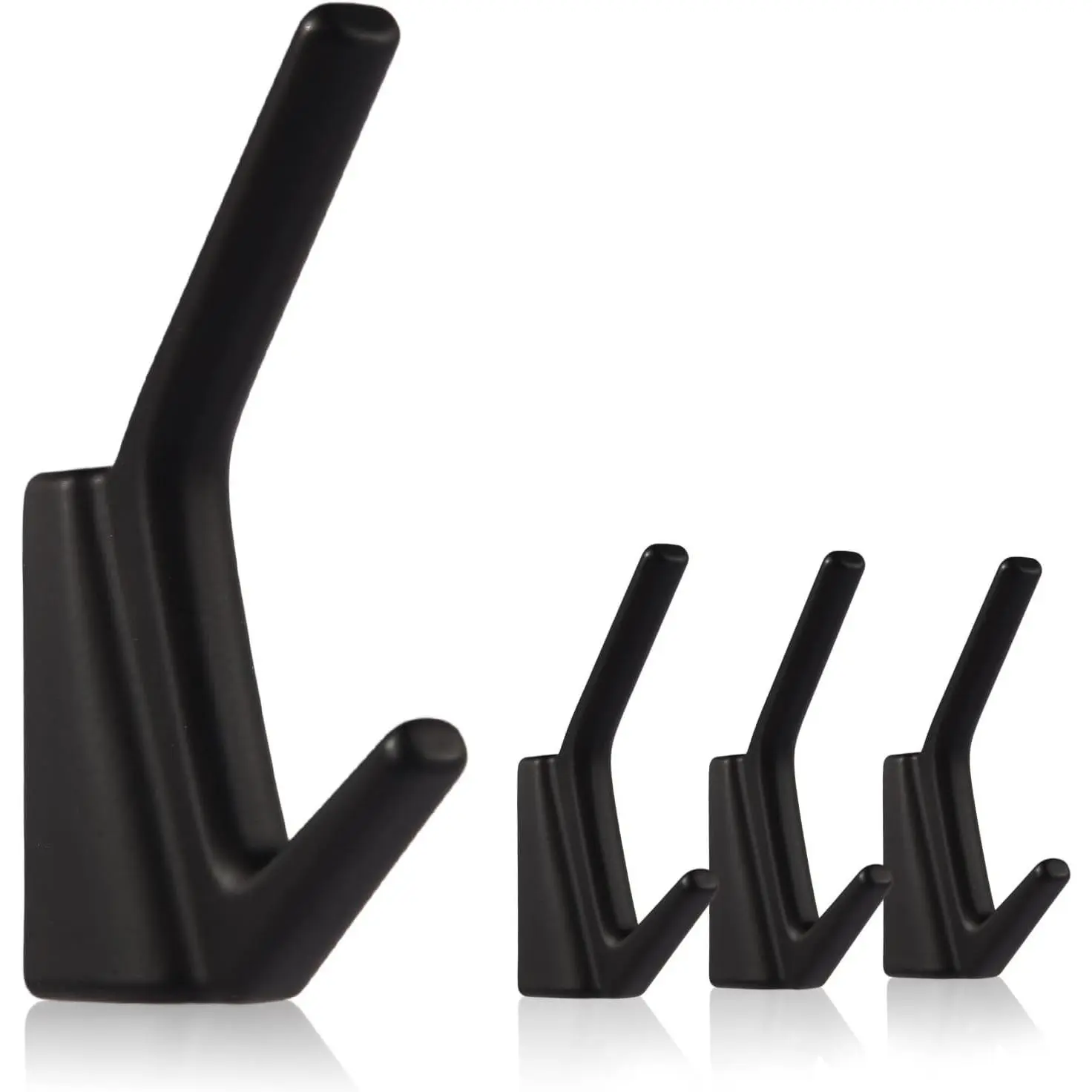 Towel Hooks, 4 count Matte Black Coat Hooks, Wall Hooks for Clothes, Jackets, Shower, Robe, Hat, Towel, in Bathroom, Kitchen, Living Room, Bedroom(Matte Black)
