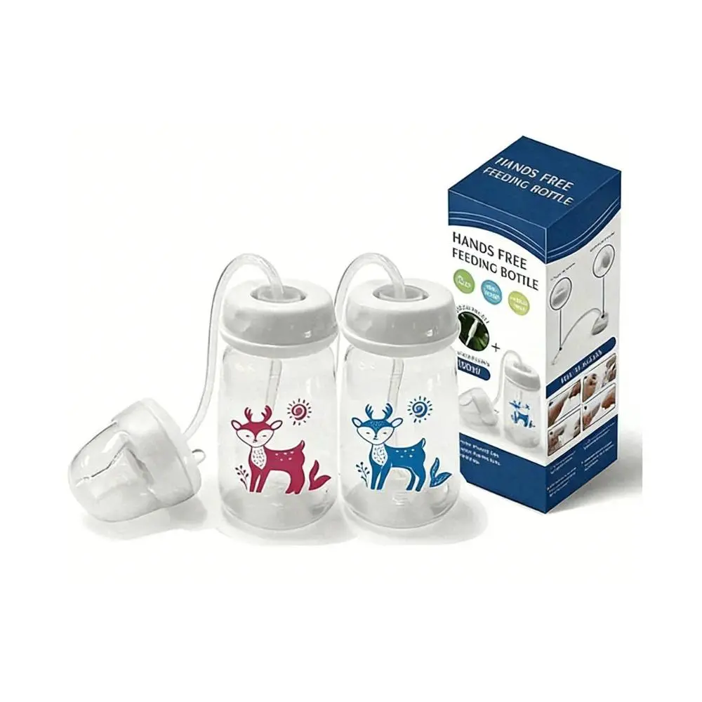 Multi-Size Hands-Free Baby Bottle with Straw, Anti-Choke Design, 150/240/300ml Optional, Night Feeding Hands-Free