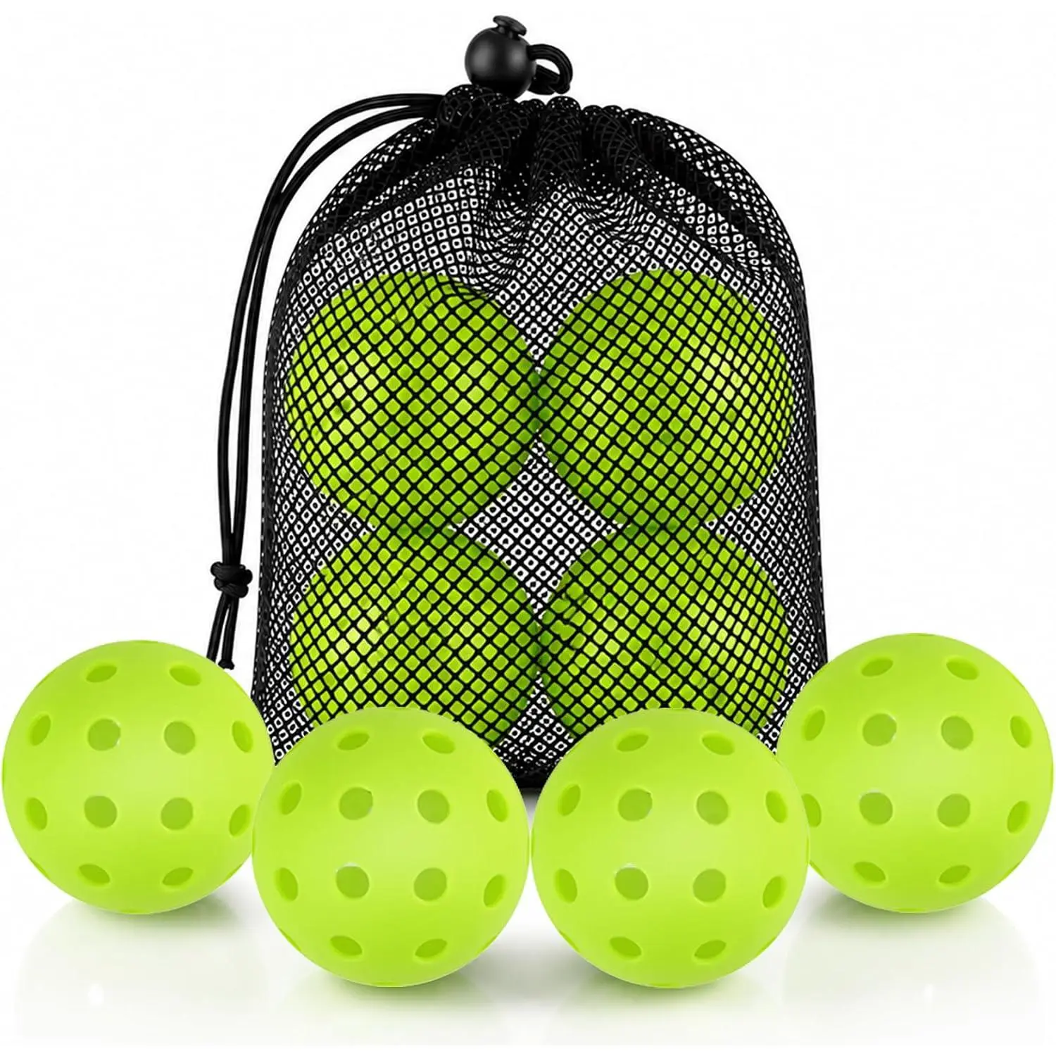 Indoor & Outdoor Pickleball Balls Pack of 4/6 | 40 Hole Crack-Resistant Pickleballs with Storage Bag | High Bounce Balanced Pickle Ball for , Practice & Tournament Play (Green)