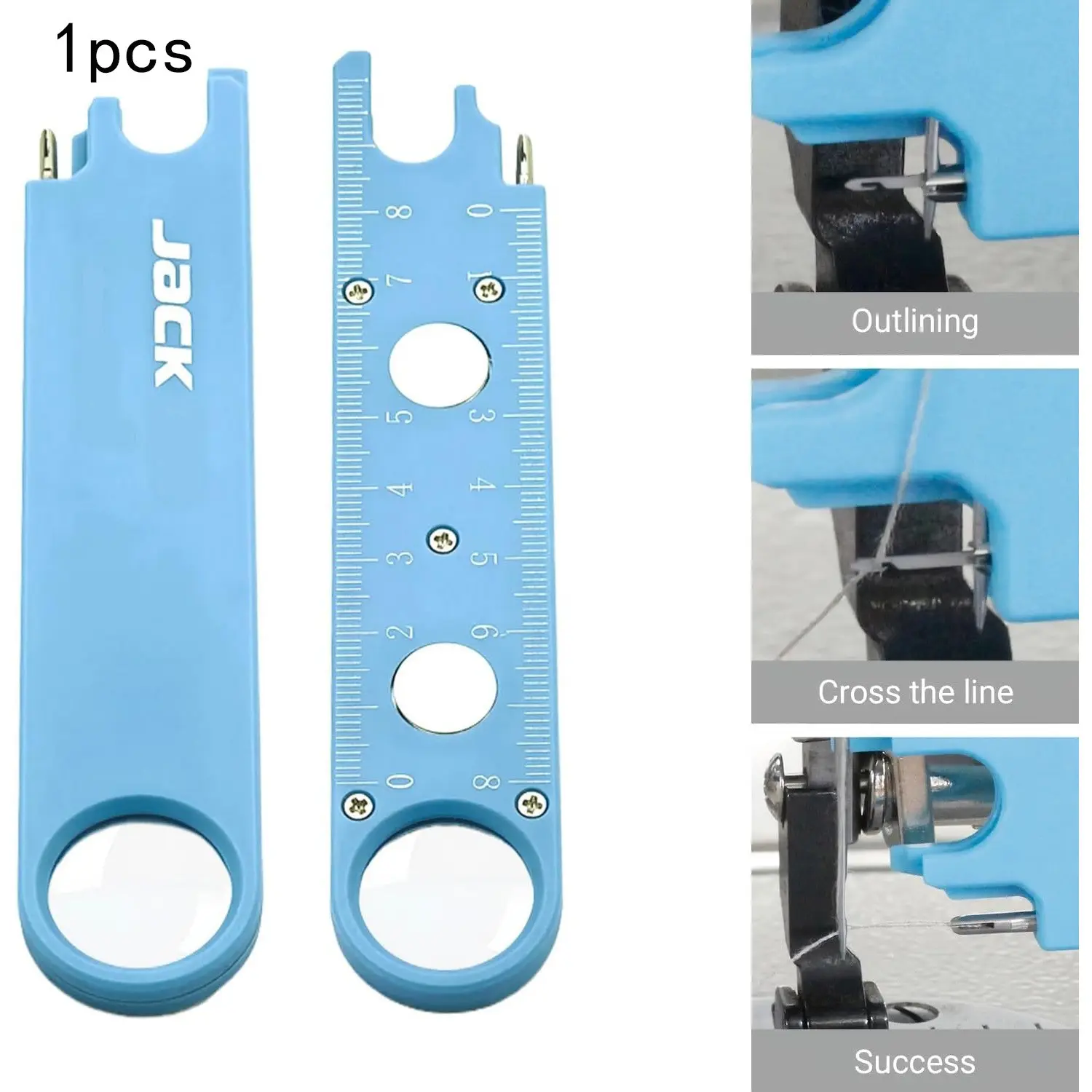 Third Generation Sewing Machine Threader, Integrated Sewing Tool with Magnetic Picker, Magnifier, Ruler, Multifunctional for Home and Factory Use