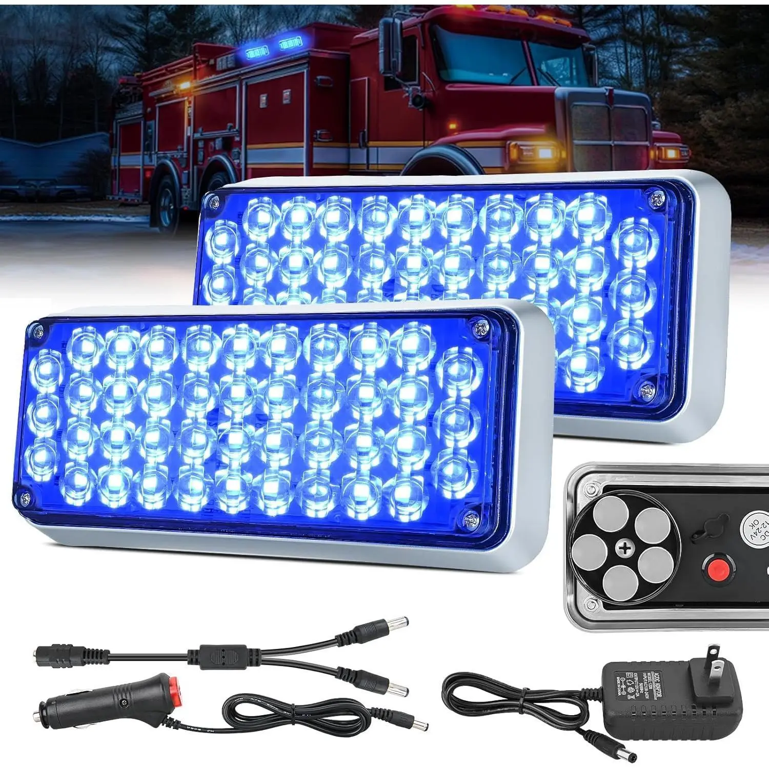 Nilight 2PCS Blue Strobe Wireless Magnetic Car Lights - 5 Flash Modes, Waterproof, Surface Mount, Aluminum & ABS Body, High Visibility, Batteries Included, 12V-24V DC, Off-Road Use, Car Charger Compatible Work Lights, Boats, Home Charger