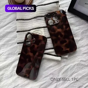 Leopard Print Amber Gradient Phone Case for iPhone 17 16 15 14 13 12 11 Series Pro Max Plus Air, Stylish Men & Women Cover