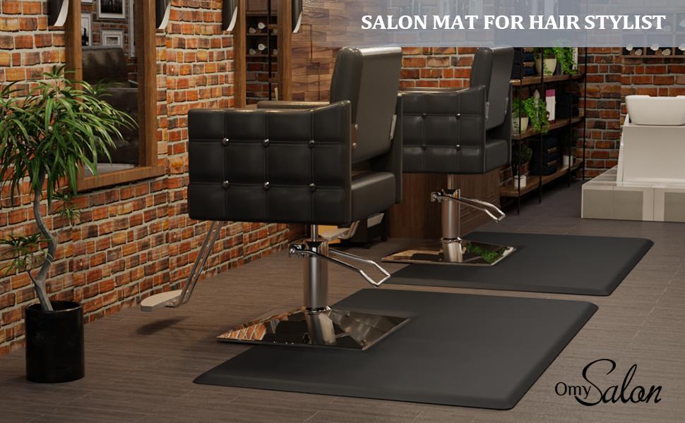 OmySalon 3' x 5' Barber Floor Mat Anti Fatigue for Stylist Standing, 3/4'' Thick Comfort Hair Matt Square Base for Salon Styling Chair, Hair Cutting Hairdressing Beauty Equipment