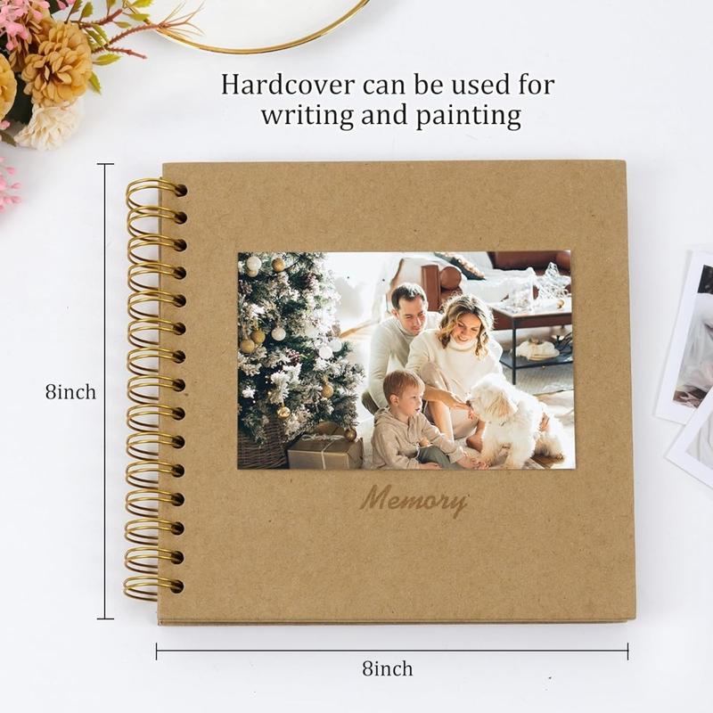 Travel Scrapbook Album ,40 Page DIY Spiral Memory Book(8 x 8 Inch) ,Photo lay flat book for Photo Journaling Anniversary Wedding Gifts Family Gifts