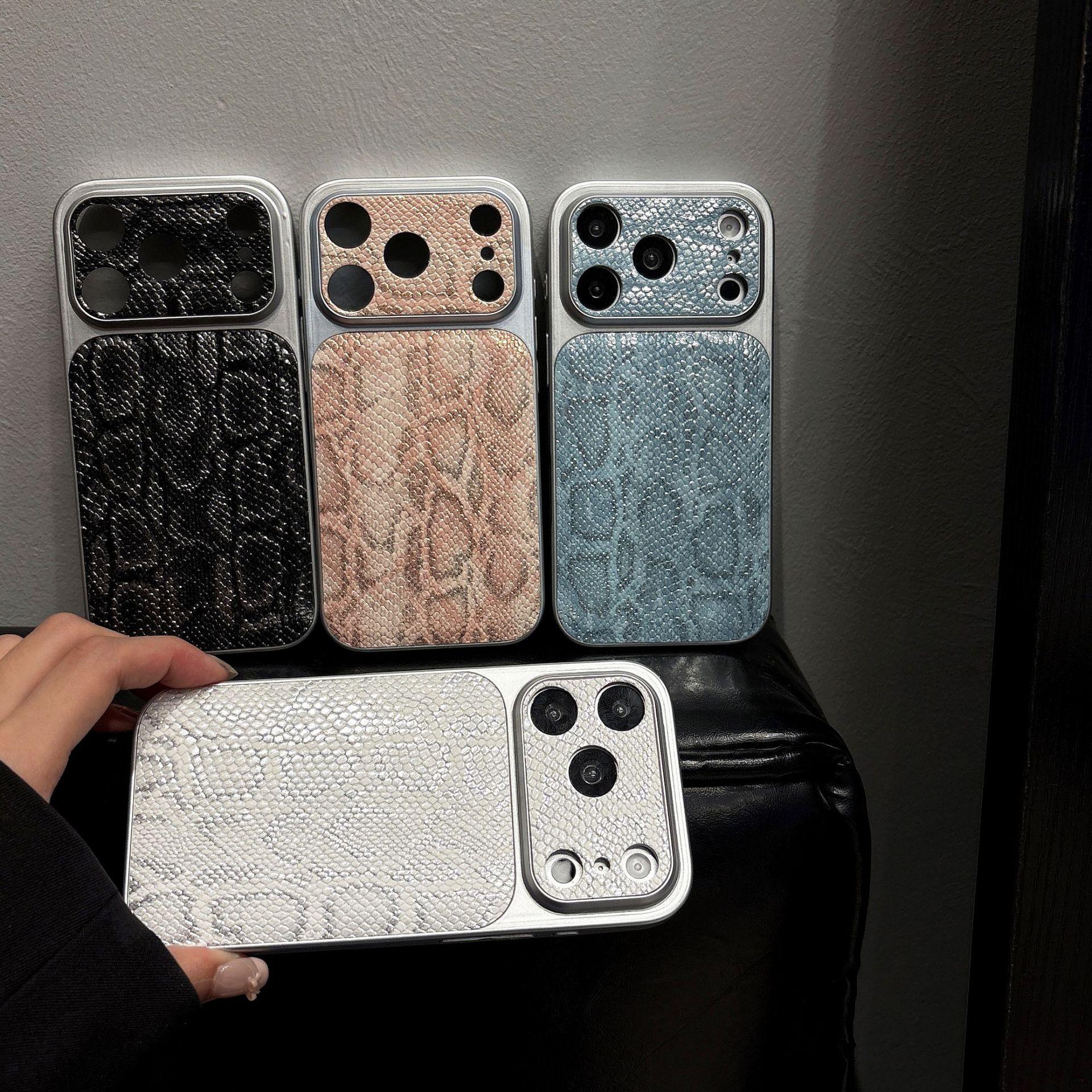 Crocodile Skin Pattern Glitter Phone Case for iPhone 17 Pro Max, 16 Pro, 15 Pro, Precise Cutouts