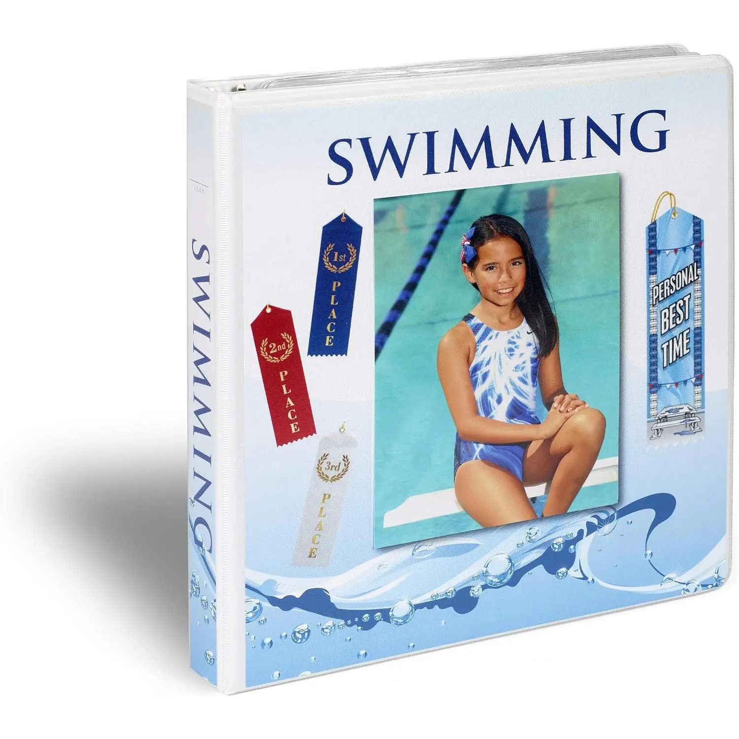 Swimming Ribbon Organizer Holder BINDER Display Storage Swimming  Award Ribbon with 15  Clear Robust Pages Sheets and  -