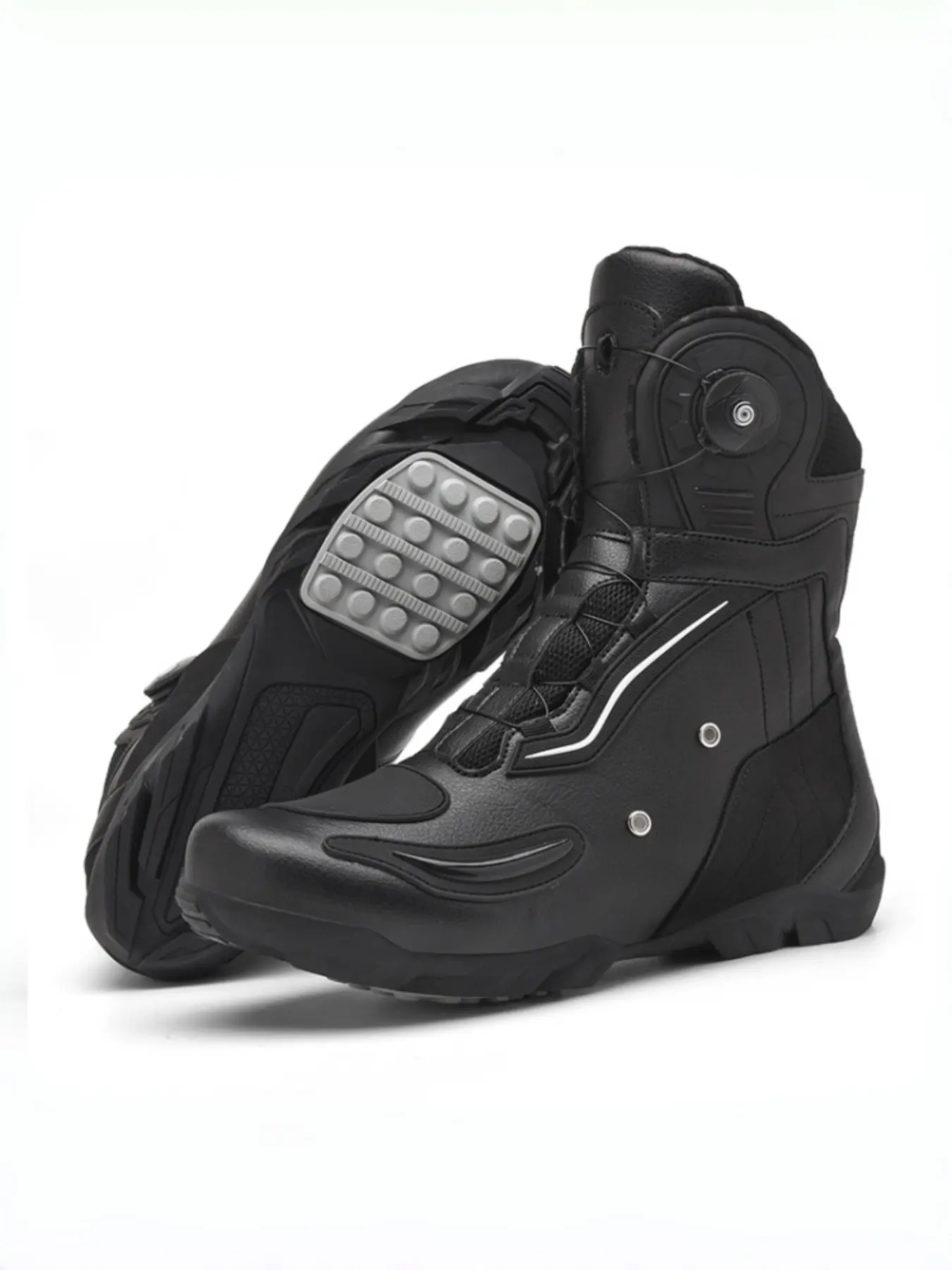 Motorcycle Riding Shoes, Unisex PU Leather Sneakers, Anti-Slip Breathable Rubber Design, Above Ankle Height, Sporty Style, Couples' Choice