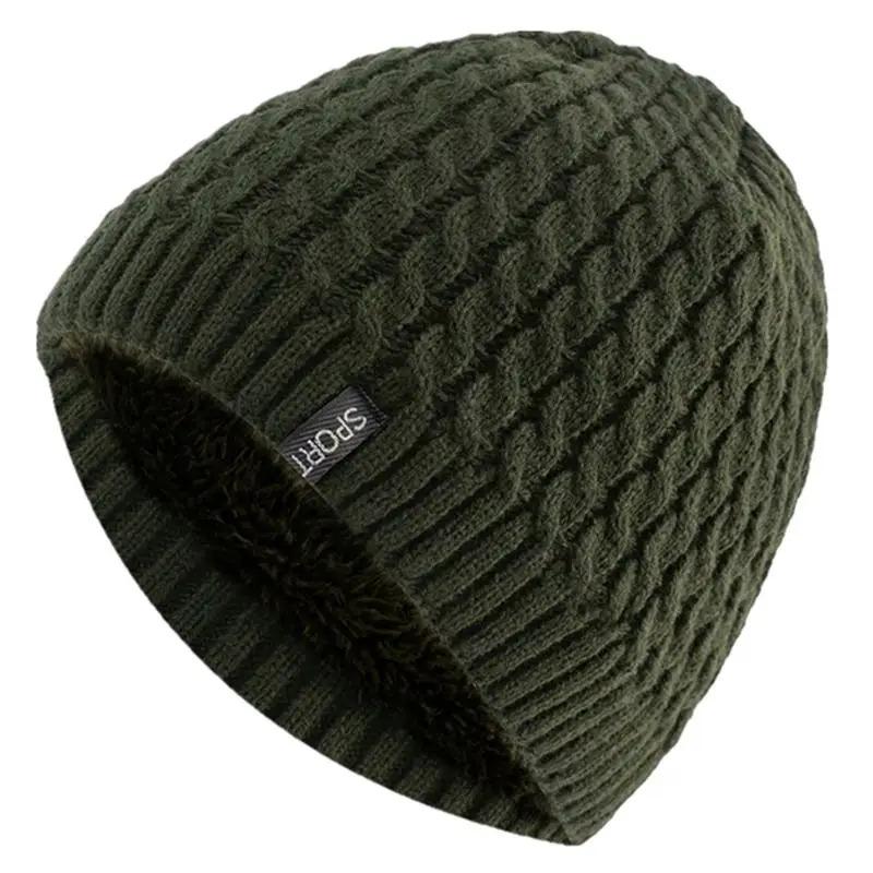 Hot Sale Unisex Casual Winter Hat SPORT Label Twisted Pattern Knitted Hat Winter Cozy Soft Beanie Hats