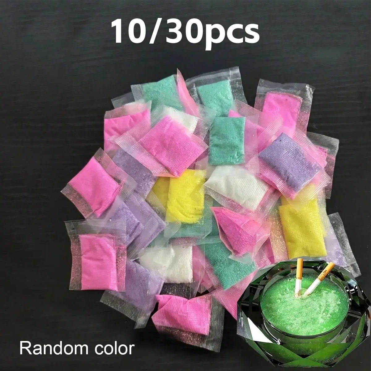 Disposable Ashtrays with Smoke Extinction Sand, Multi-Color Odor Eliminator, Fly Ash Prevention, Home Office Cleaning Supplies
