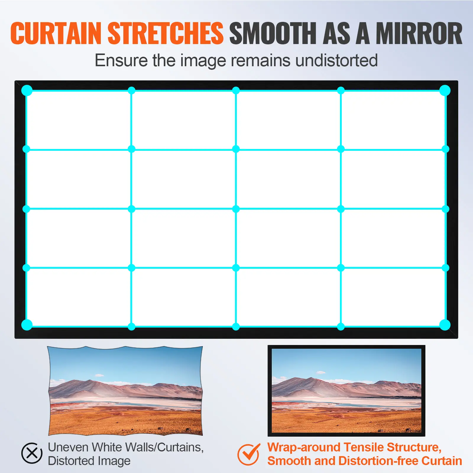 120" 16:9 Projector Screen Fixed Frame 4K HDTV Movie Theater 3D Aluminium Audio