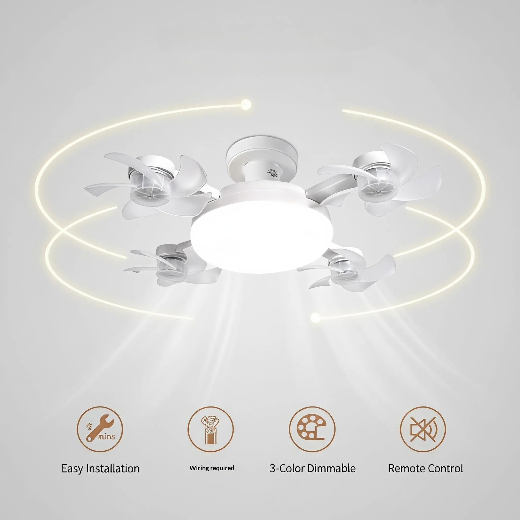 2026 New E27 Socket Ceiling Fan Light - 2-in-1 Silent LED Fan with Remote Control, Energy-Saving Cooling & Lighting Combo for Home Use (Sports & Outdoor Leisure Recreation Equipment Compatibility)