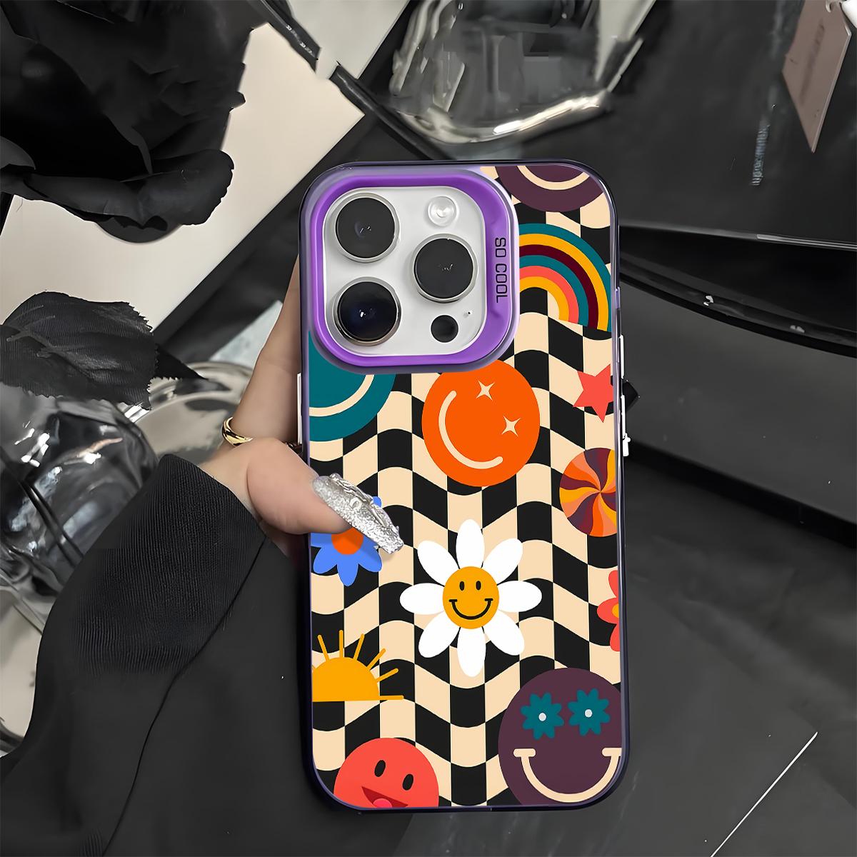 Creative Checkered Pattern Shockproof Phone Case for iPhone 7 8 X XR 11 12 13 14 15 16 17 Pro Max Plus Air 17E Protecitved Cover Affordable Trendy Unique