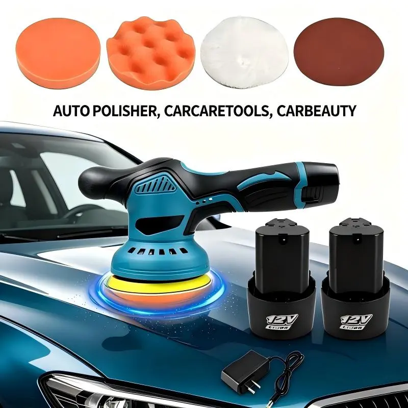 Cordless Random Orbital Polisher - Cordless Polishing Machine, Car Polisher Buffer, Wireless Battery-Powered Handheld Waxing and Sanding Combo with Variable Speed for Furniture Maintenance, Car Beauty Household Grinding Tool