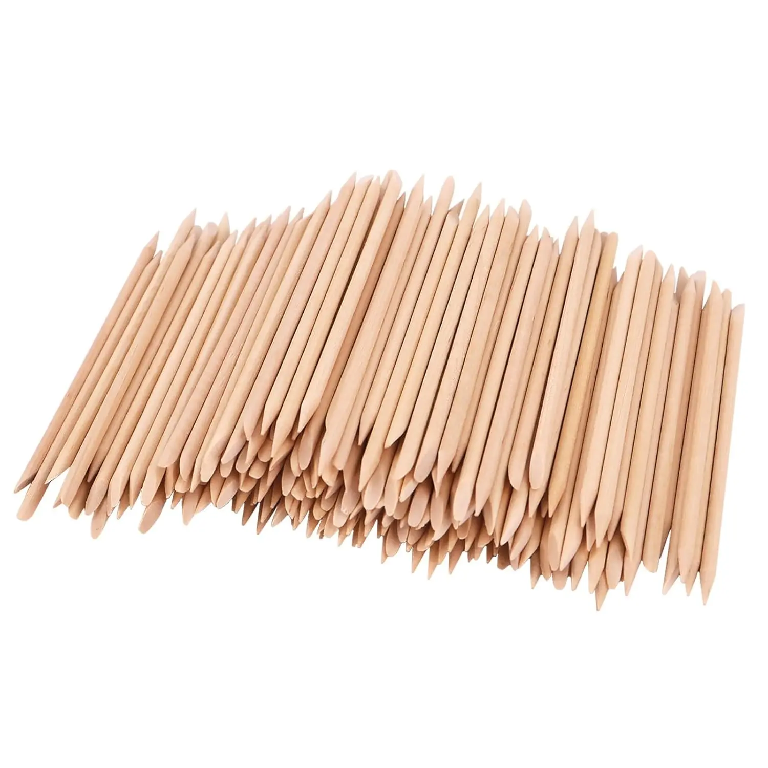 200PCS 4.5-Inch Orange Wood Nail Sticks, Double-Sided Cuticle Pusher & Remover, Manicure Tool for Nail Art