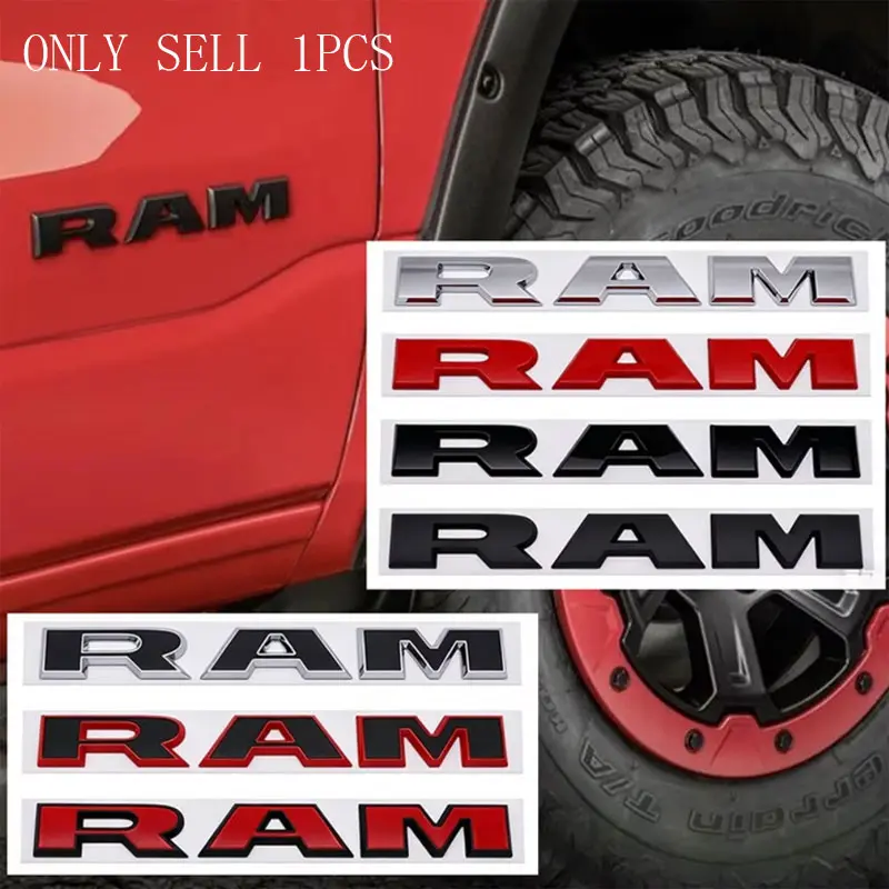 28.2x3.3cm ABS Car Rear Trunk Emblem Sticker Body Side Badge Decals for RAM Logo 1500 2500 3500 Caravan Charger Dakota